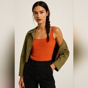 Anthropologie Bethany Orange Ribbed Tank Top